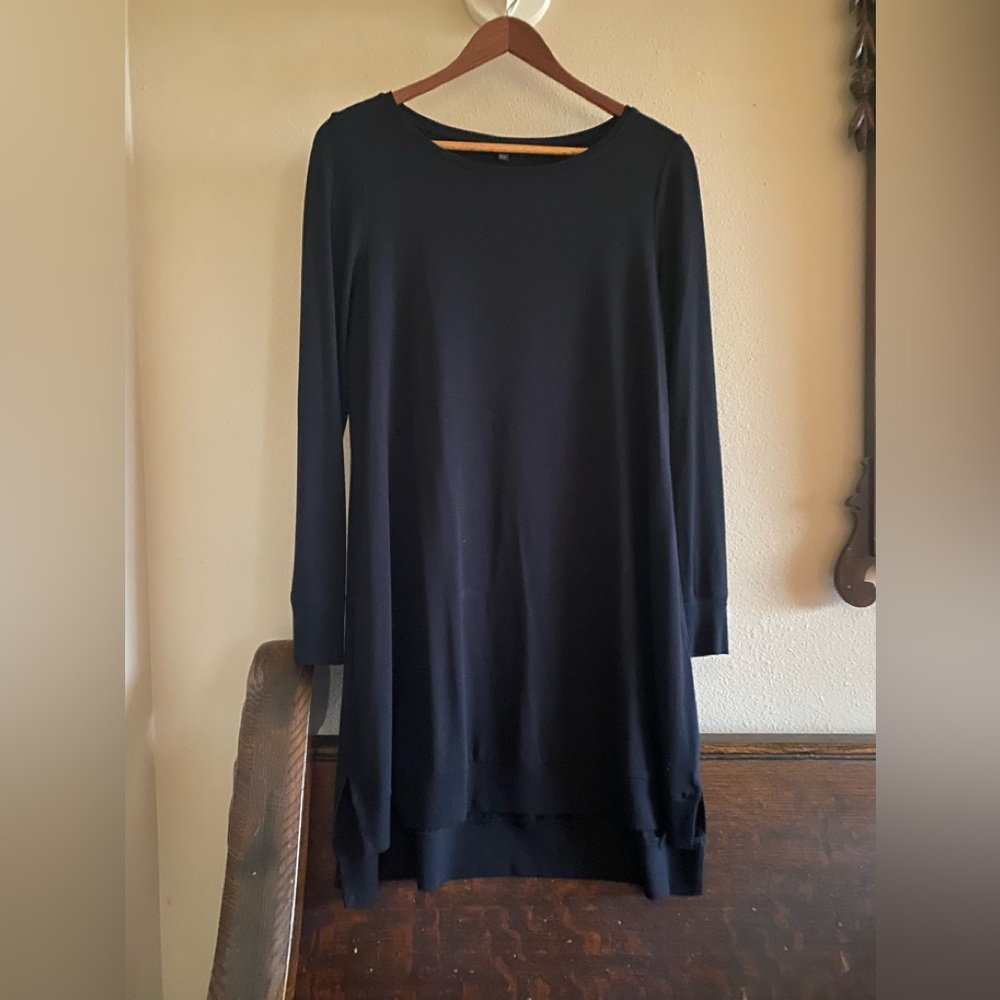 Eileen Fisher Black Knit Tunic Sweater Dress